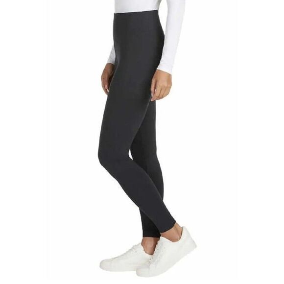 Matty M Women Active Soft Wide Band Live-in Legging Dark Charcoal Gray, Size L - Picture 2 of 6